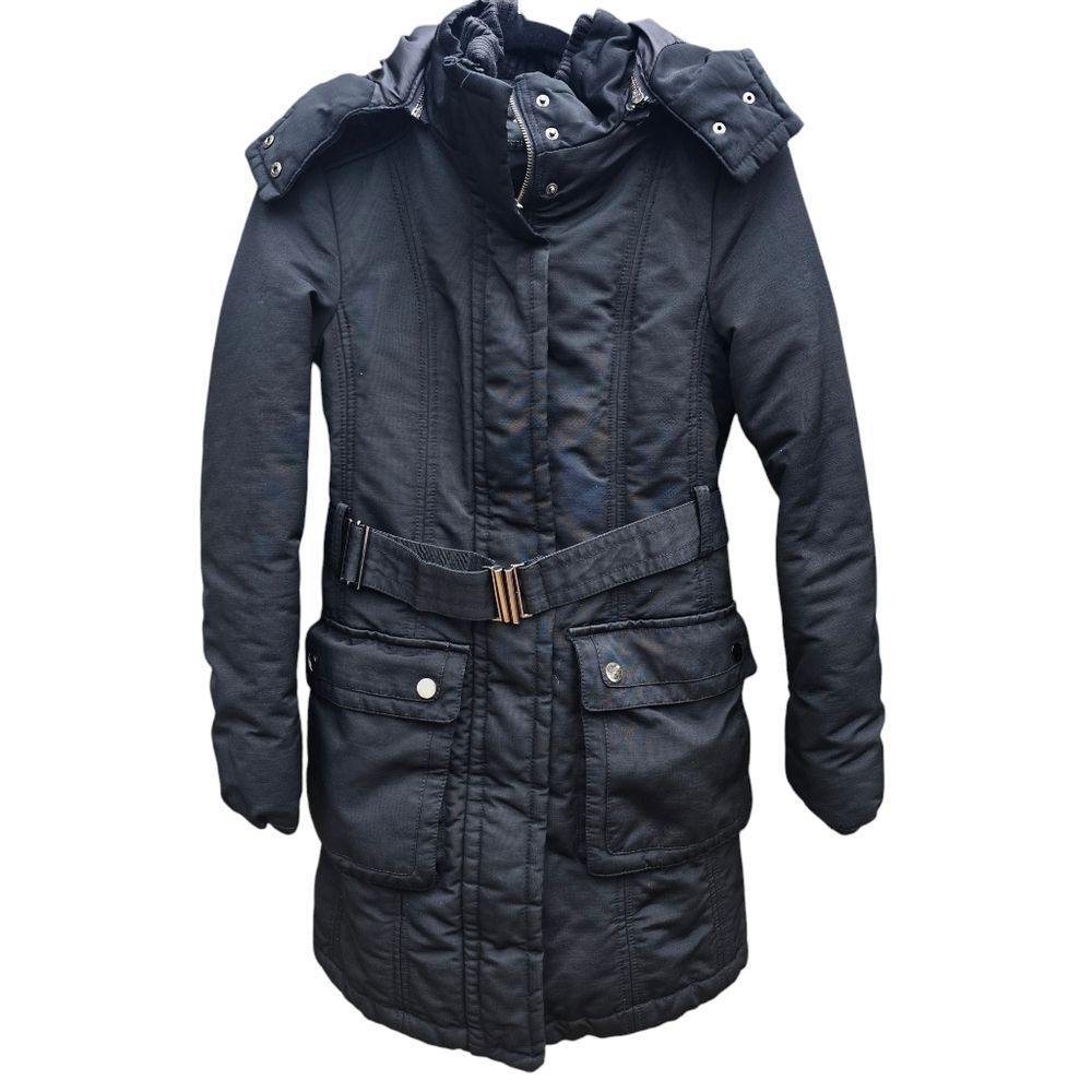 Zara Basic Black Snap Button Pockets Full Zip Bel… - image 1